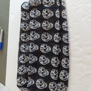 Women's Black white Skulls  Wrap Scarf Semi Sheer Halloween Goth EXTRA LARGE